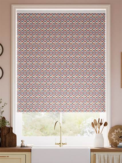 Inca Spot Blue & Red Roller Blind thumbnail image