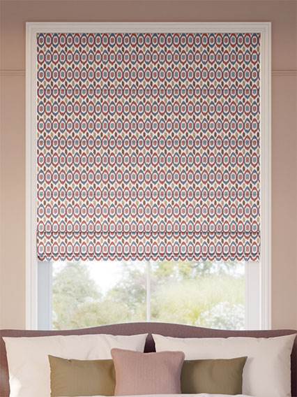 Inca Spot Blue & Red Roman Blind thumbnail image