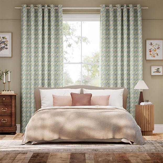 Inca Spot Green & Aqua Curtains thumbnail image