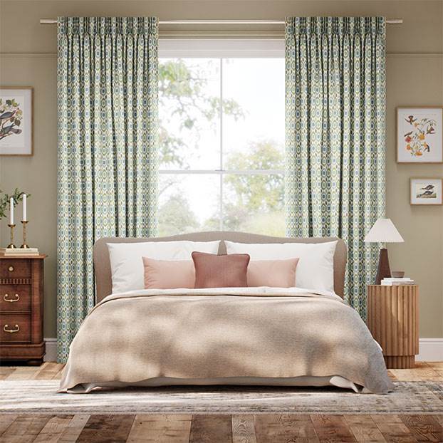 Inca Spot Green & Aqua Curtains thumbnail image