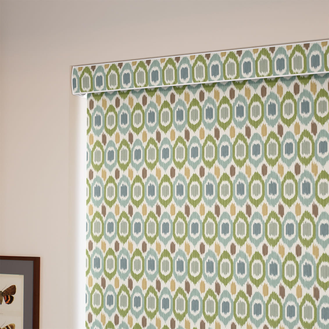 Inca Spot Green & Aqua Roller Blind