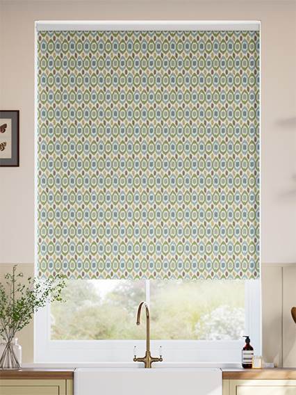 Inca Spot Green & Aqua Roller Blind thumbnail image