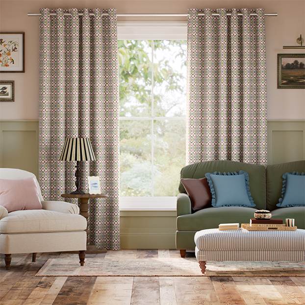 Inca Spot Green & Blush Curtains thumbnail image