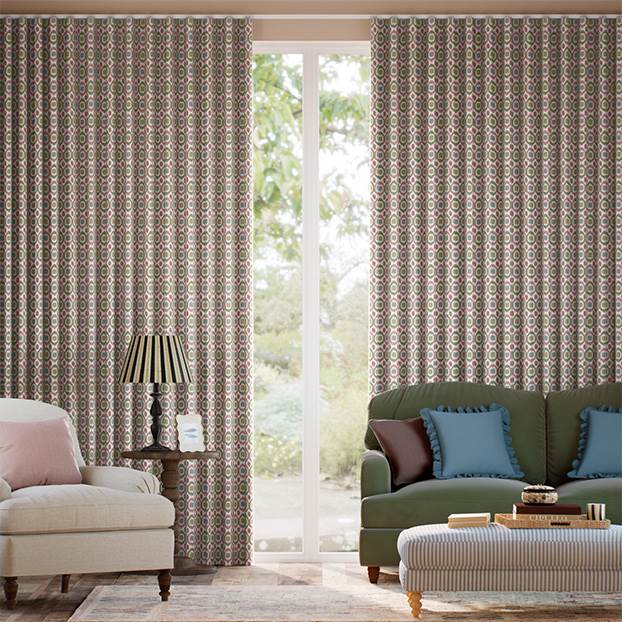 Inca Spot Green & Blush Curtains thumbnail image