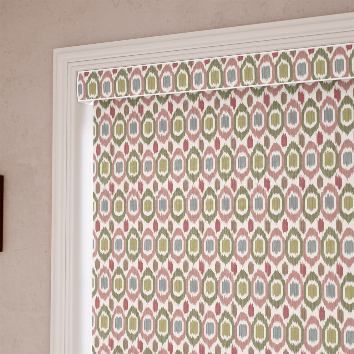 Inca Spot Green & Blush Roller Blind
