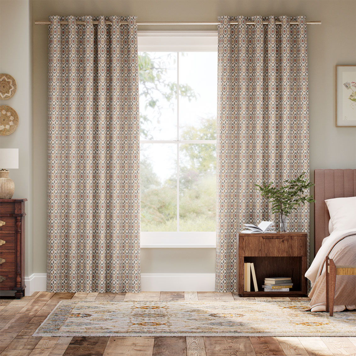 Inca Spot Neutral & Mineral Curtains
