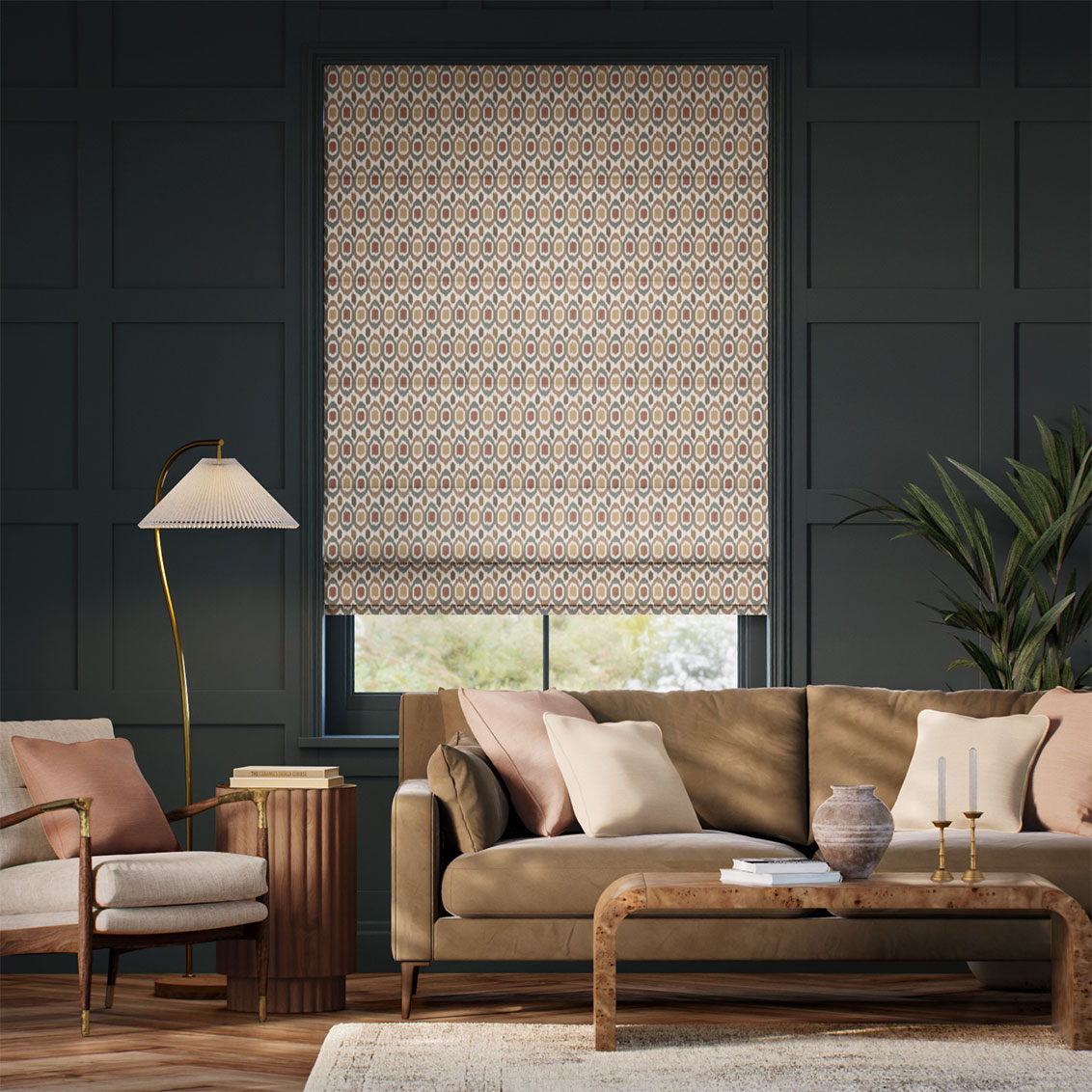 Inca Spot Neutral & Mineral Roman Blind