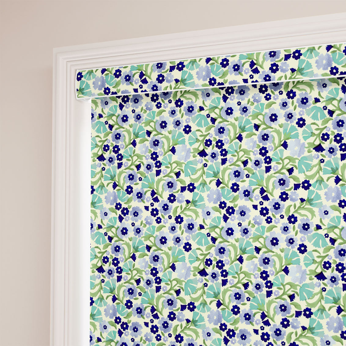 Indian Summer Ditsy Cobalt & Duck Egg Roller Blind