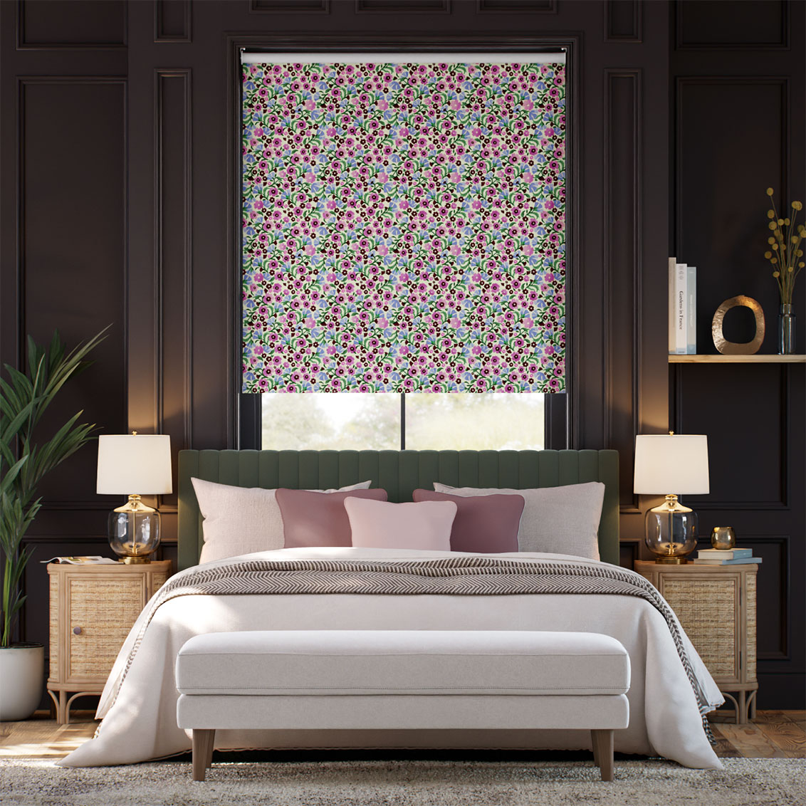 Indian Summer Ditsy Plum & Purple Roller Blind