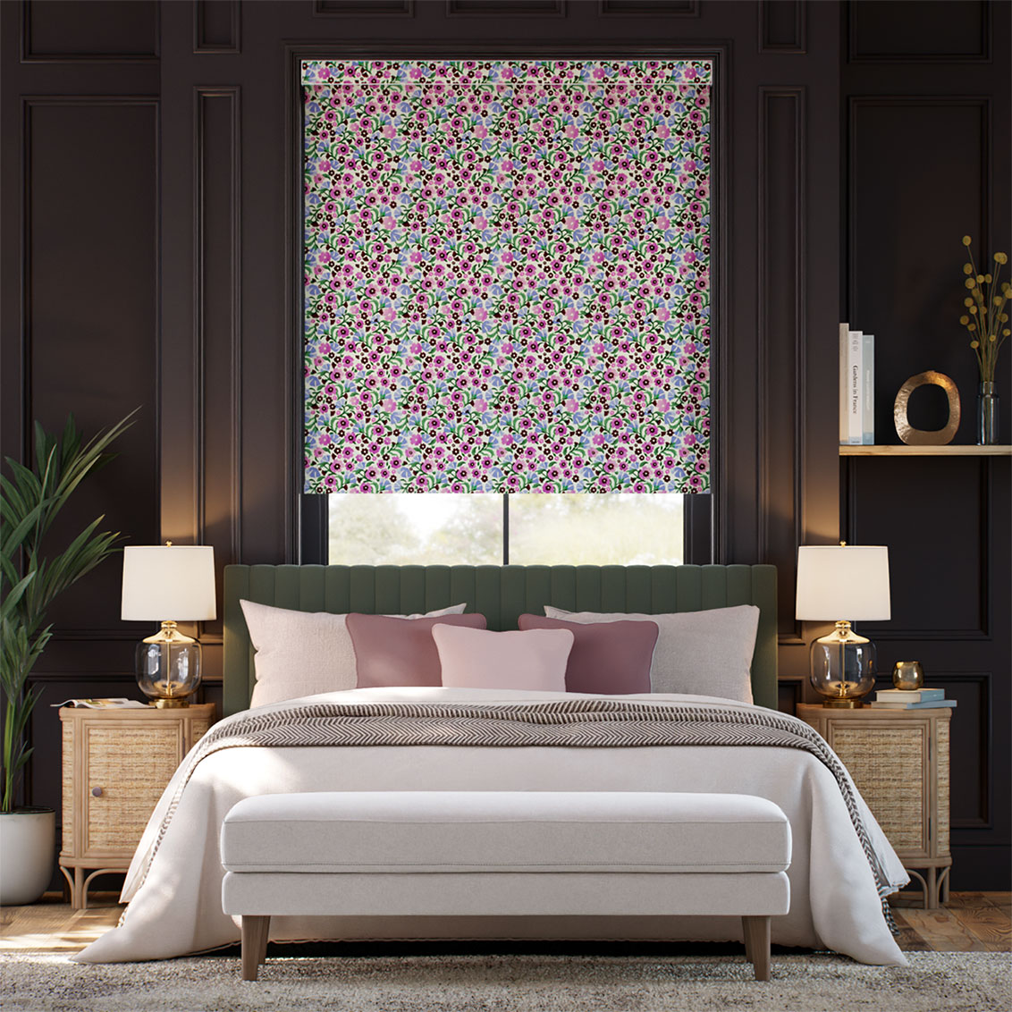 Indian Summer Ditsy Plum & Purple Roller Blind