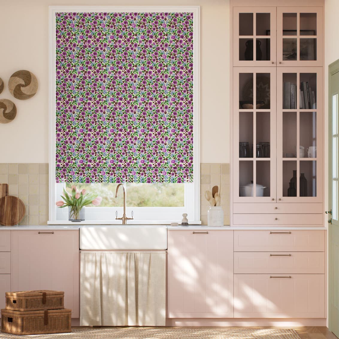 Indian Summer Ditsy Plum & Purple Roman Blind