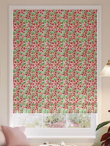 Indian Summer Ditsy Rose Pink & Polka Dot Red Roman Blind thumbnail image