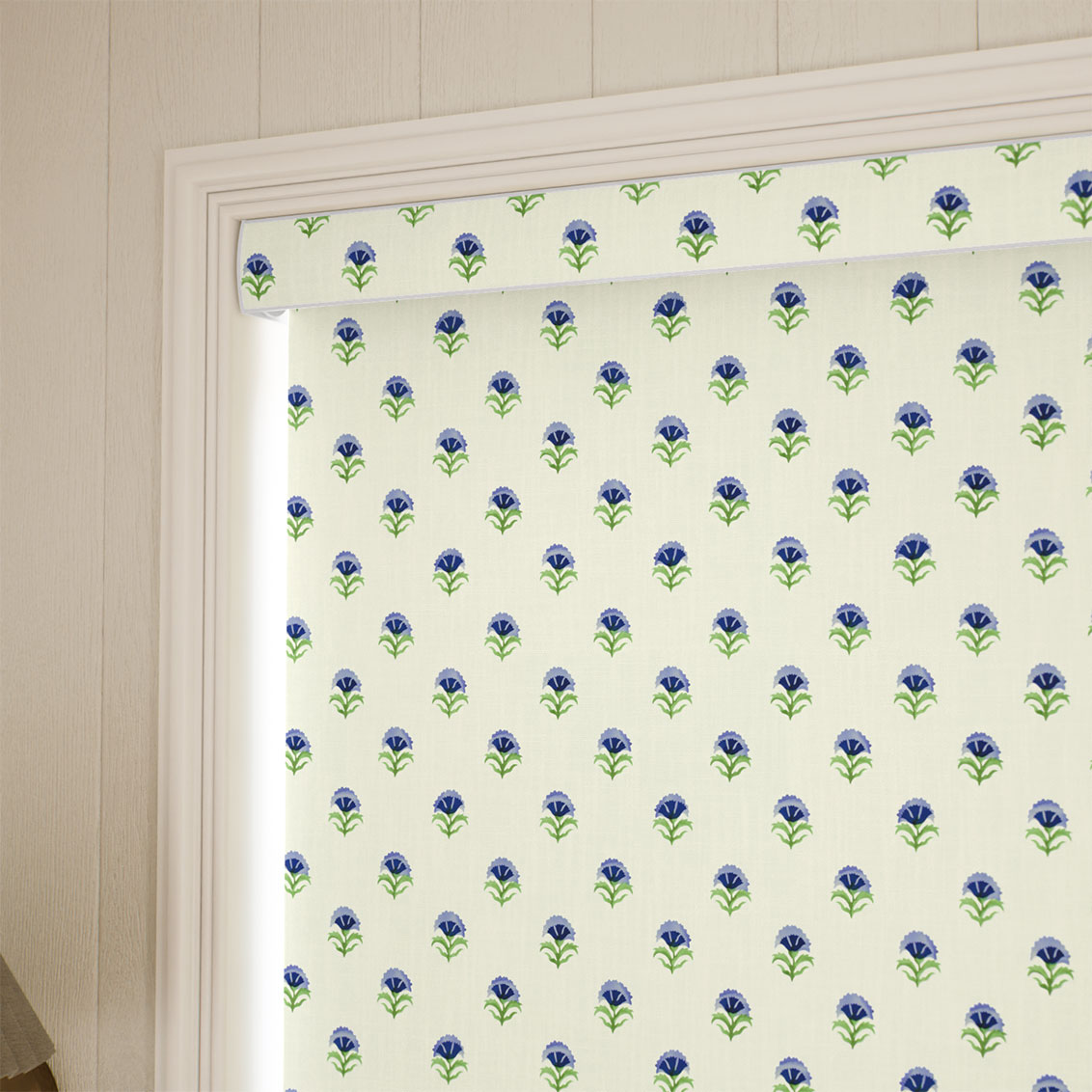 Indian Summer Flowers Cobalt & Duck Egg Roller Blind