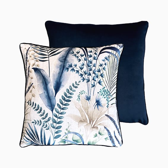 Inky Botanical Blue Stone Cushion