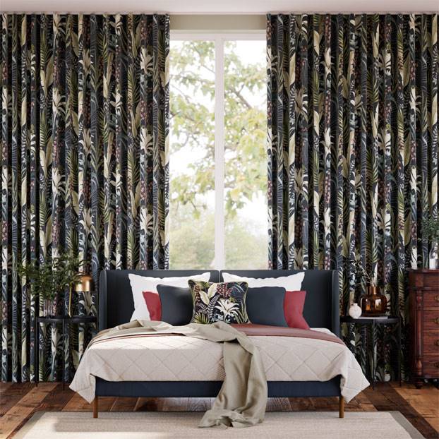 Inky Botanical Charcoal Curtains thumbnail image