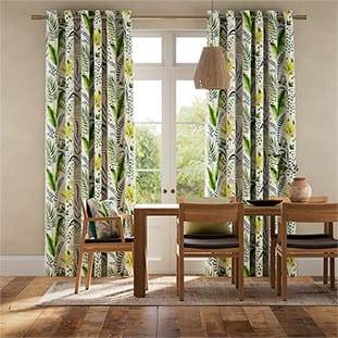 Inky Botanical Leaf Green Curtains thumbnail image