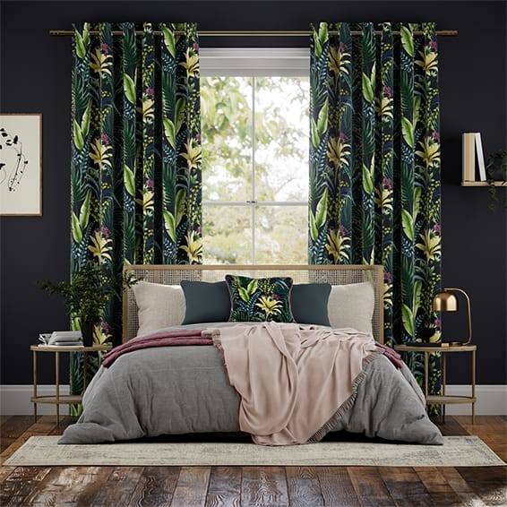 Inky Botanical Midnight Curtains