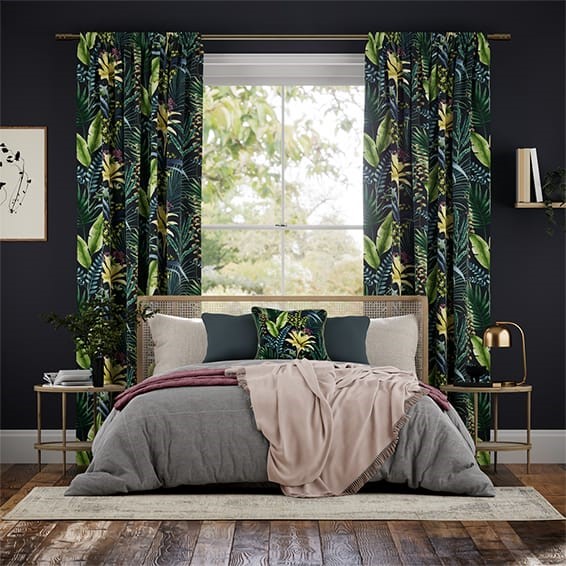 Inky Botanical Midnight Curtains