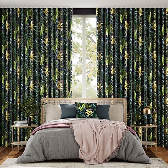 Inky Botanical Midnight Curtains