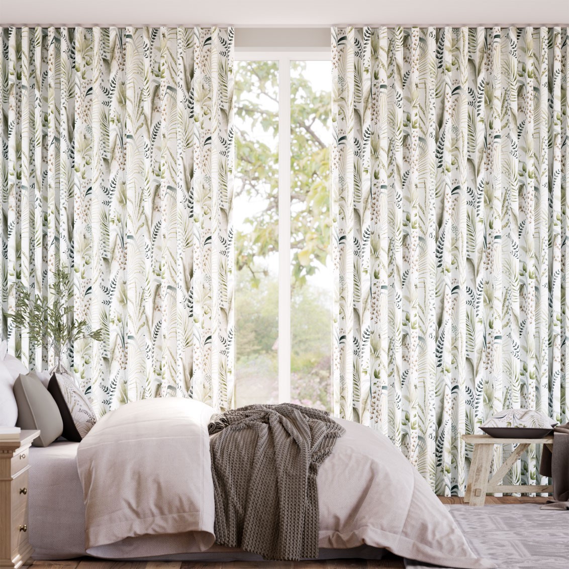 Inky Botanical Naturals Curtains