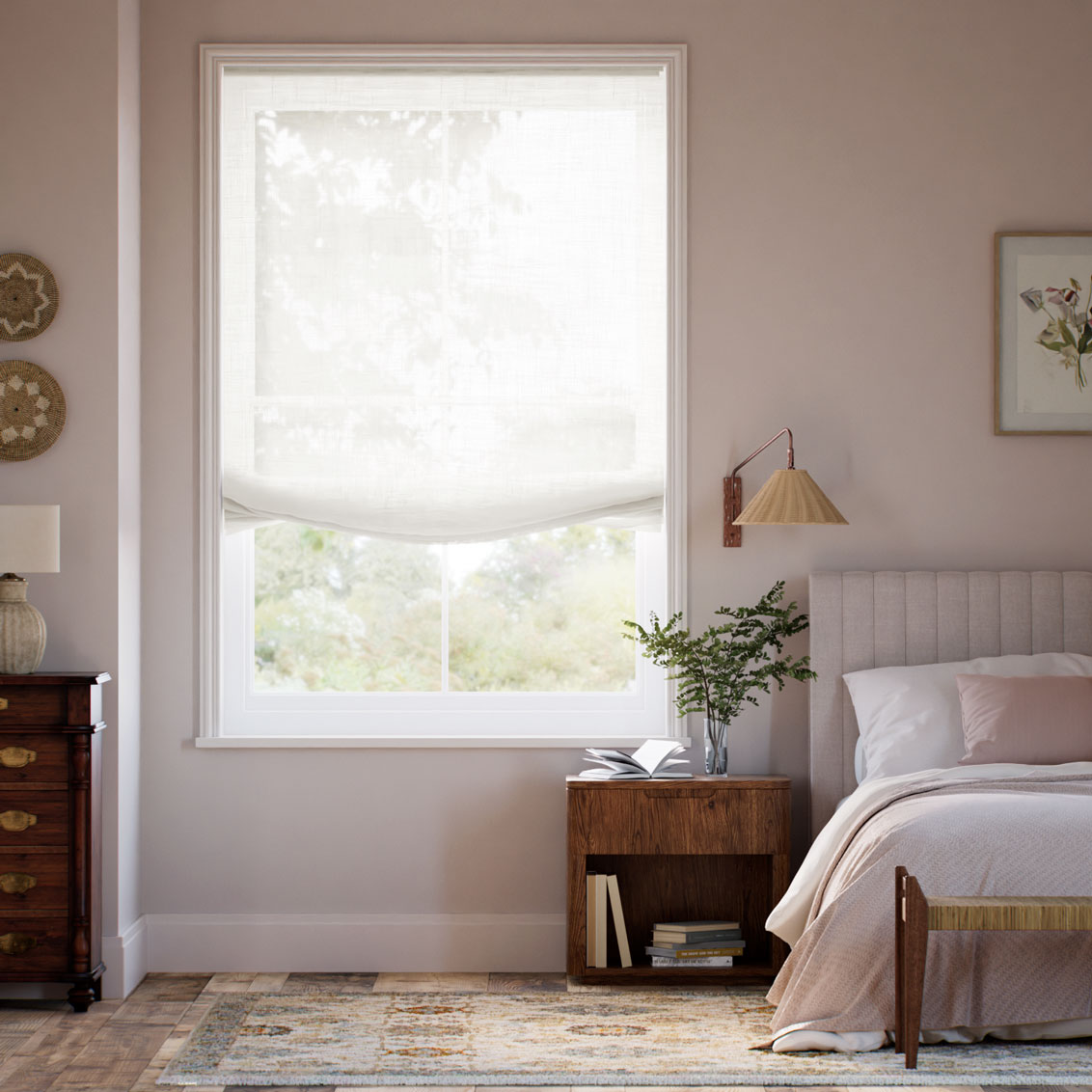 Ionian Voile Cloud White Relaxed Roman Blind