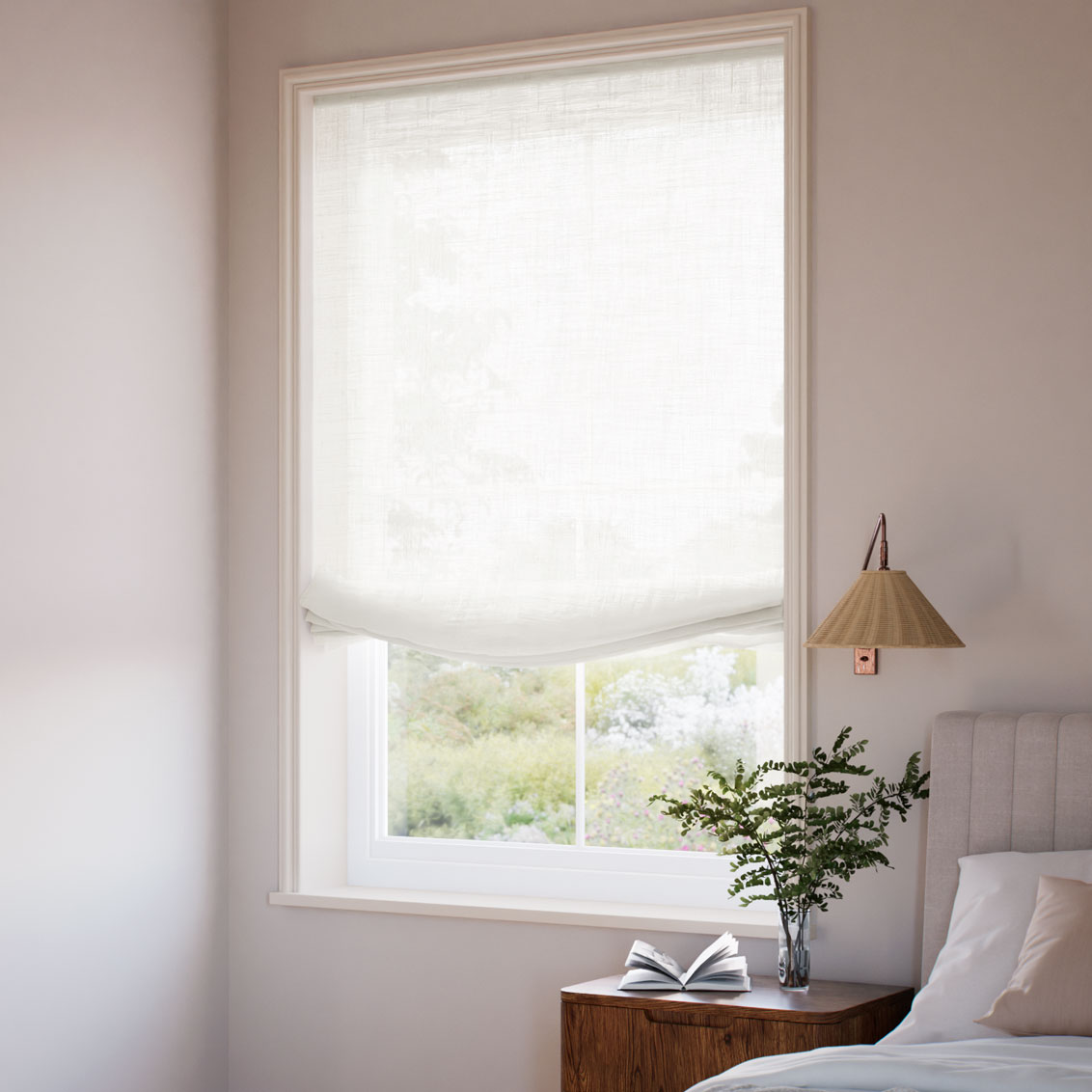 Ionian Voile Cloud White Relaxed Roman Blind