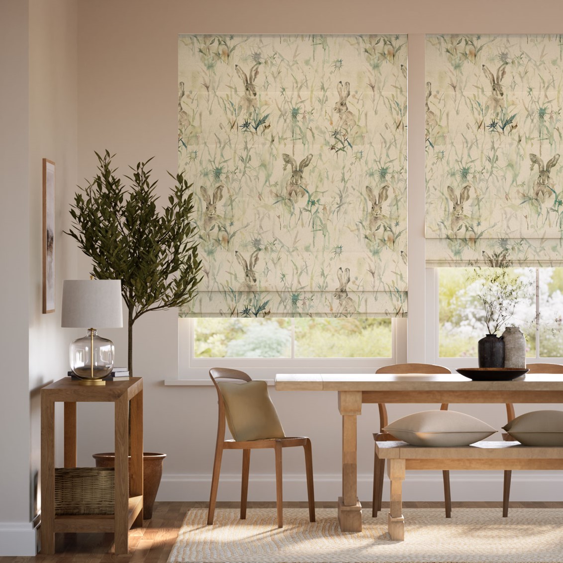 Jack Rabbit Linen Roman Blind