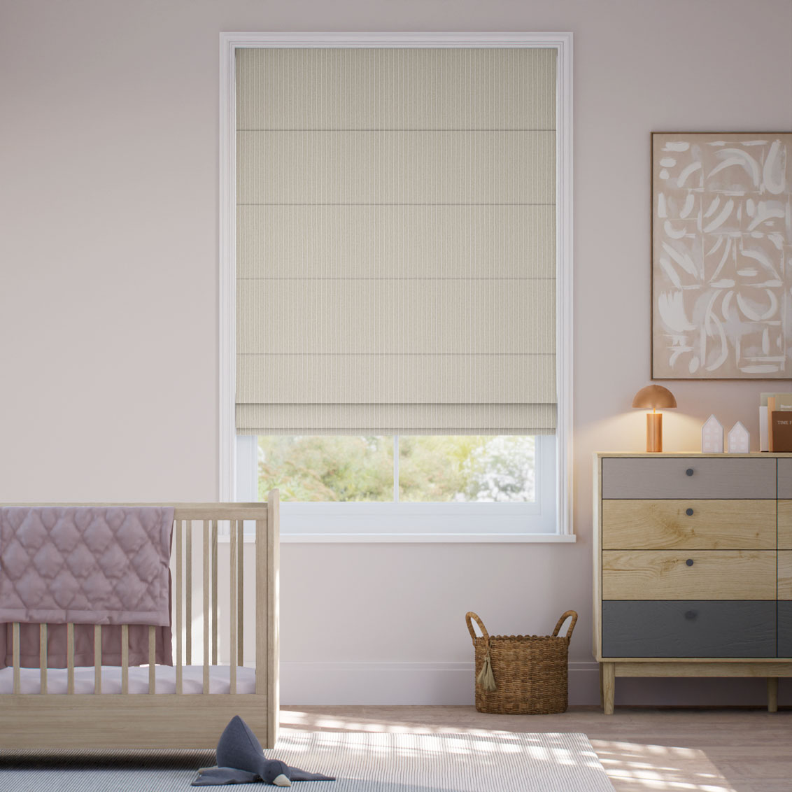 Jude Stripe Taupe Roman Blind