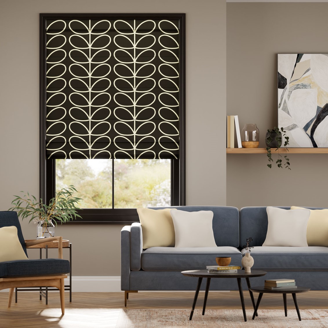 Jumbo Linear Stem Liquorice Roman Blind