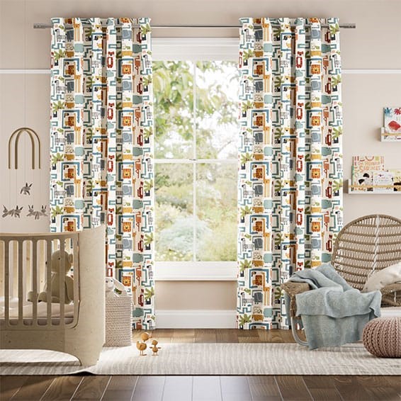 Jungle Jiggle Denim Multi Curtains