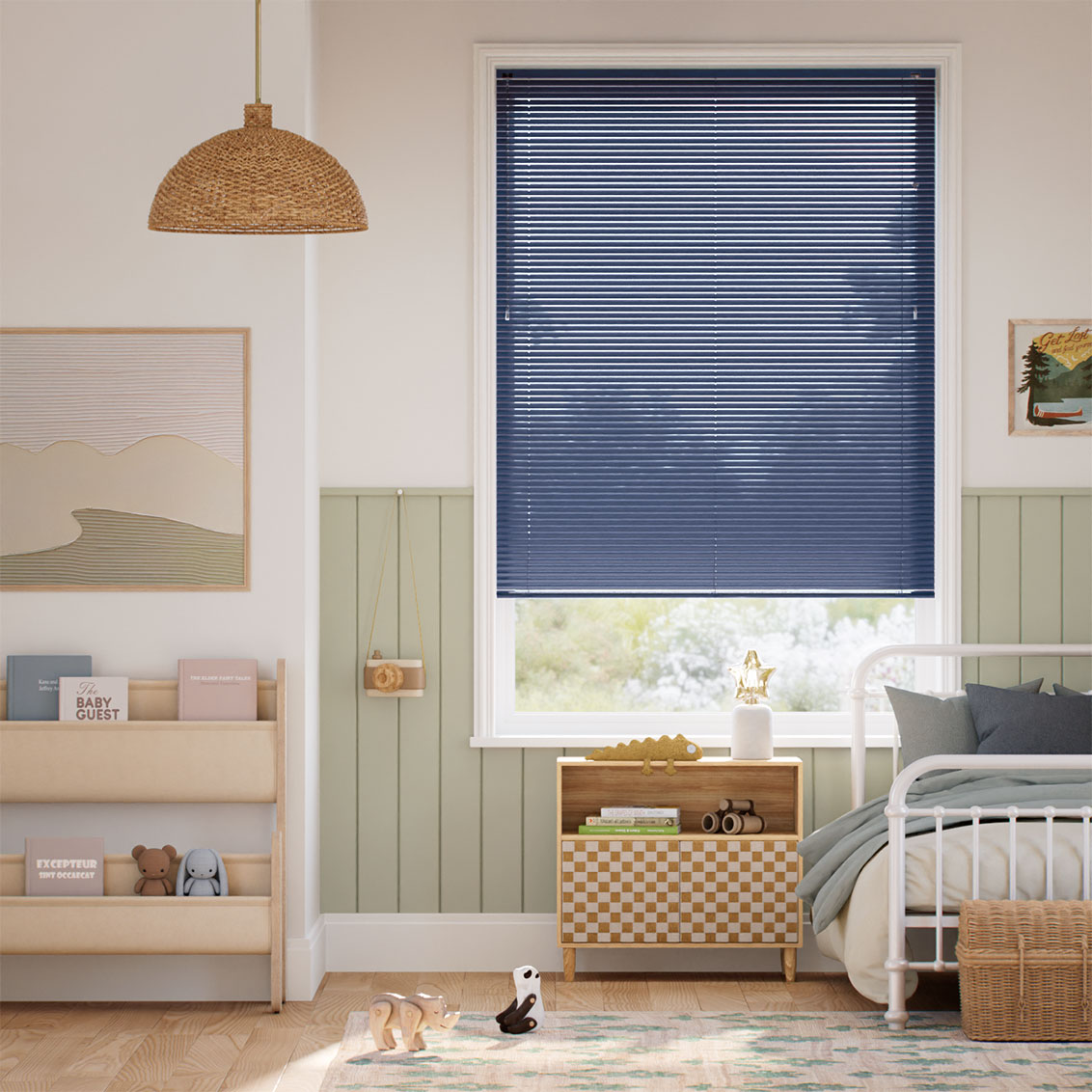 Essence Imperial Blue L-Shaped Venetian Blind - 25mm Slat