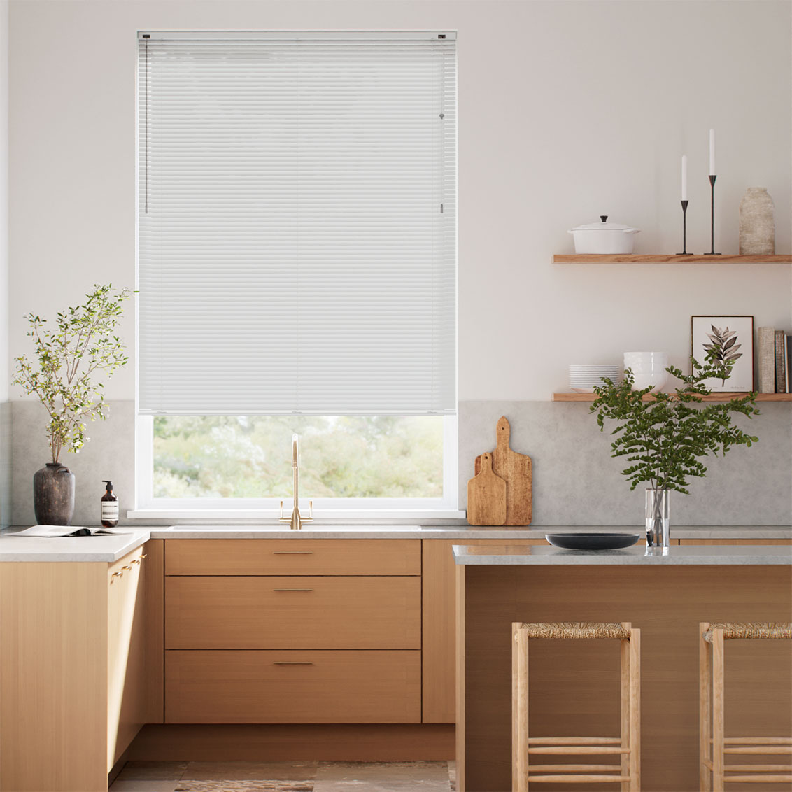Essence Silver Grey L-Shaped Venetian Blind - 25mm Slat