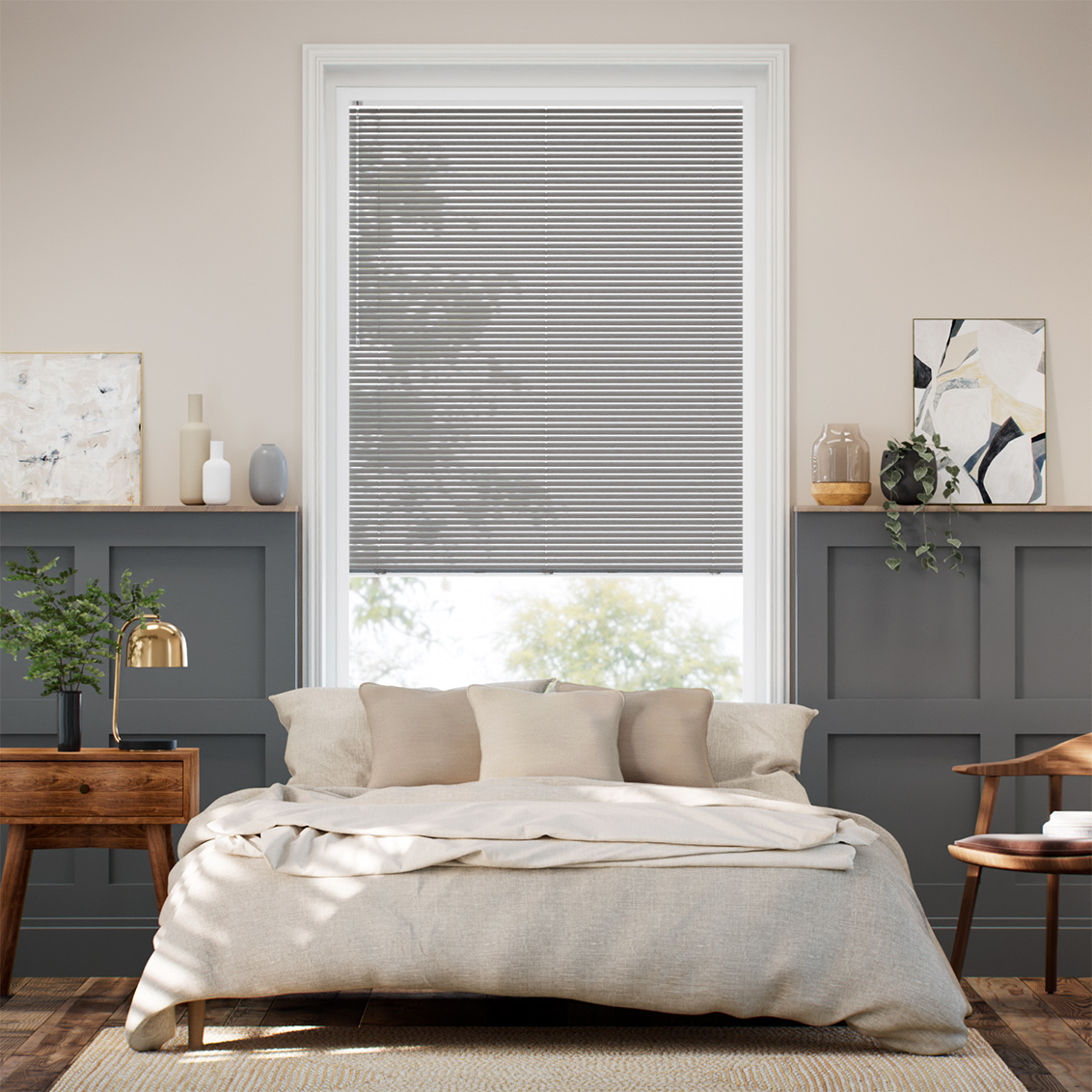 PerfectFit L-Shaped Oscar Matte Anchor Grey Venetian Blind - 25mm Slat