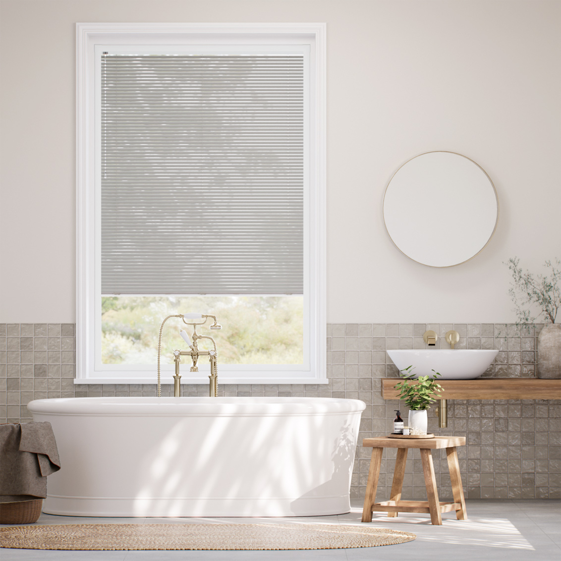 PerfectFit L-Shaped Oscar Matte Light Grey Venetian Blind - 25mm Slat