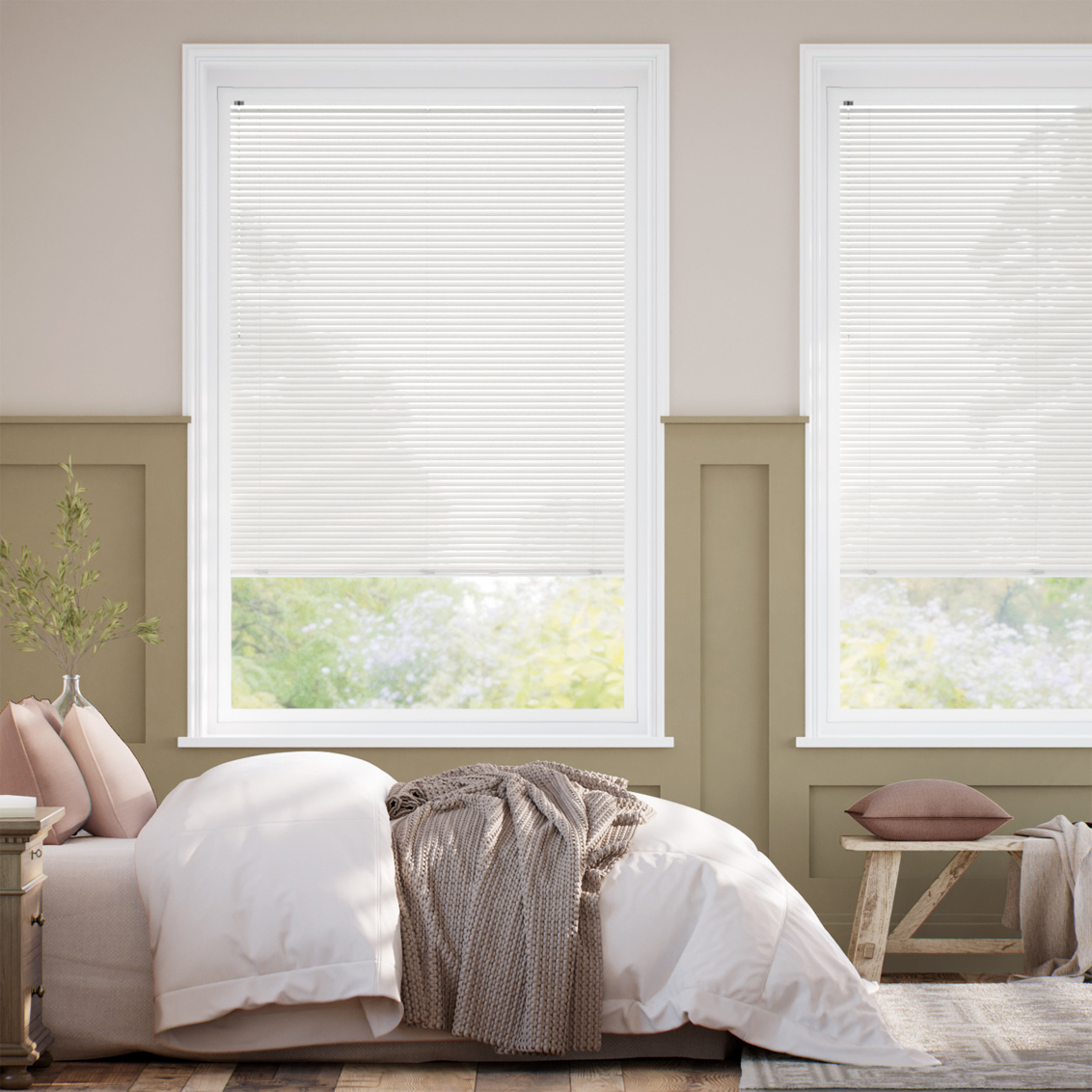 PerfectFit L-Shaped Oscar Matte Porcelain White Venetian Blind - 25mm Slat