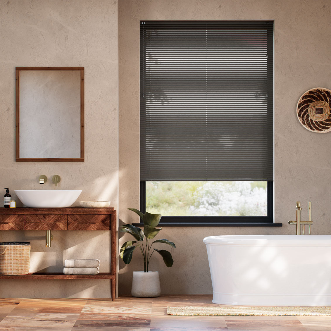 Oscar Matte Shadow Grey L-Shaped Venetian Blind - 25mm Slat