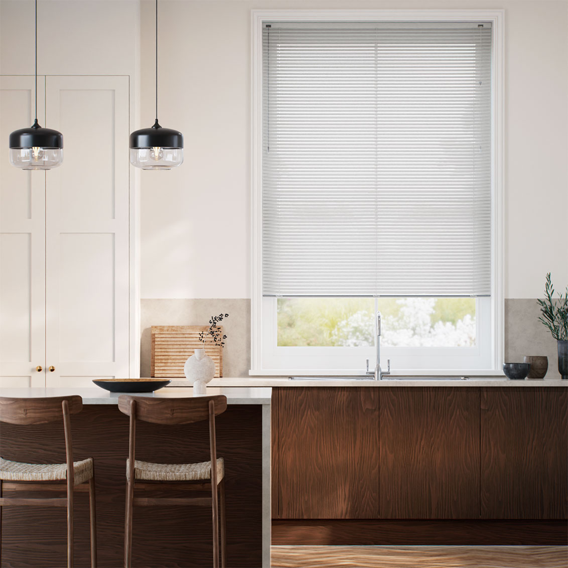 Studio Brushed Silver L-Shaped Venetian Blind - 25mm Slat