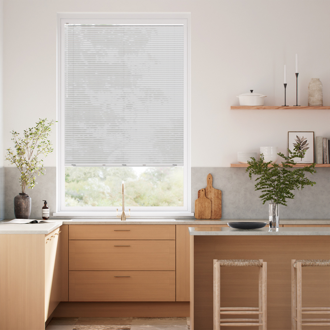 PerfectFit L-Shaped Studio Brushed Silver Venetian Blind - 25mm Slat