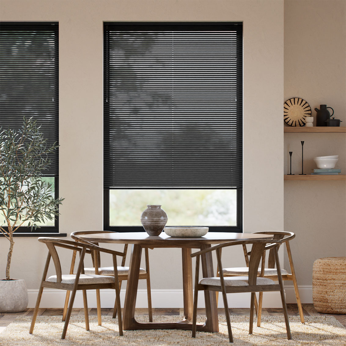 Studio Jet Black L-Shaped Venetian Blind - 25mm Slat
