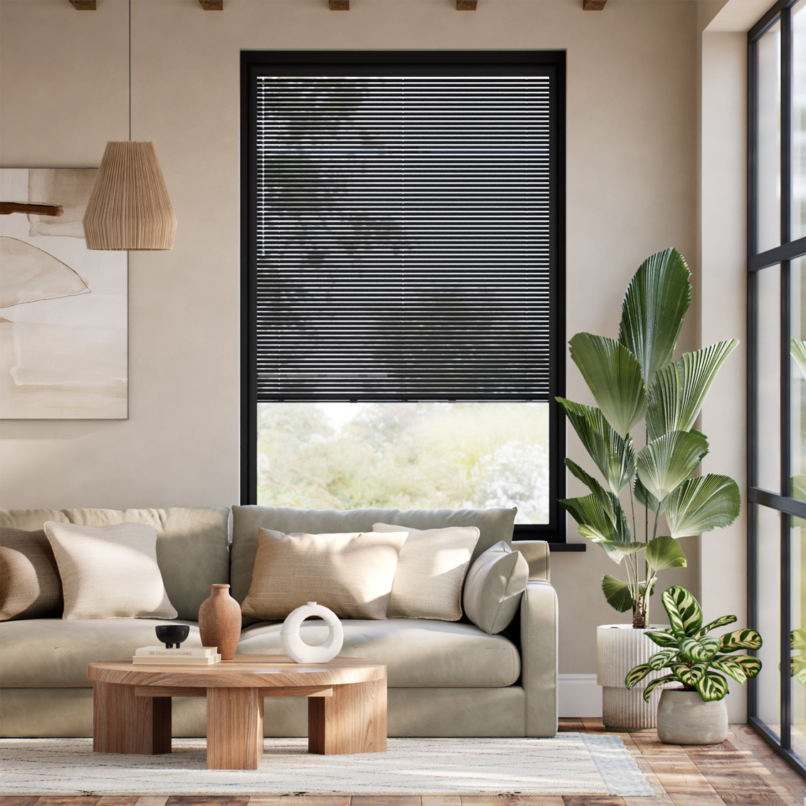 PerfectFit L-Shaped Studio Jet Black Venetian Blind - 25mm Slat