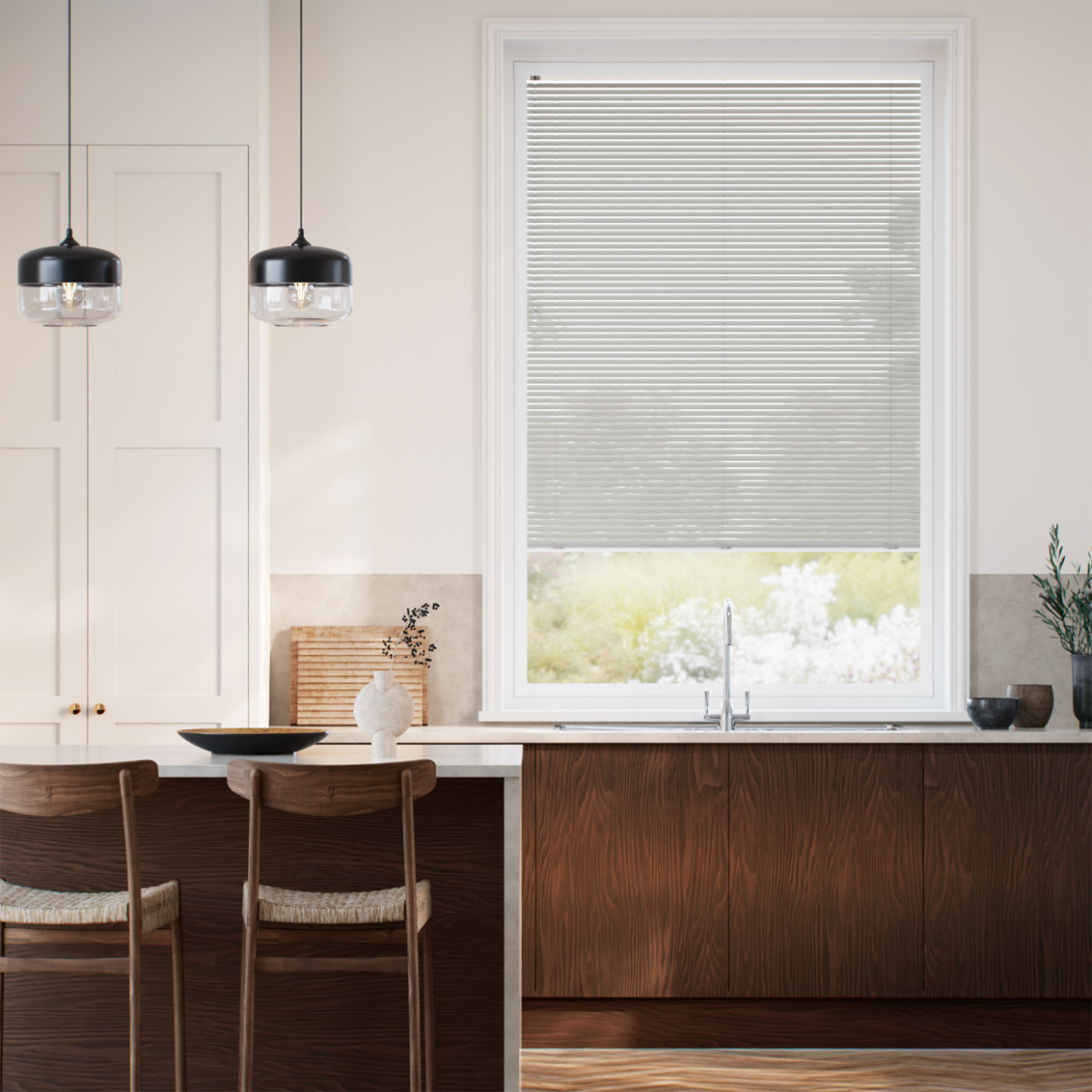 PerfectFit L-Shaped Studio Pebble Grey Venetian Blind - 25mm Slat