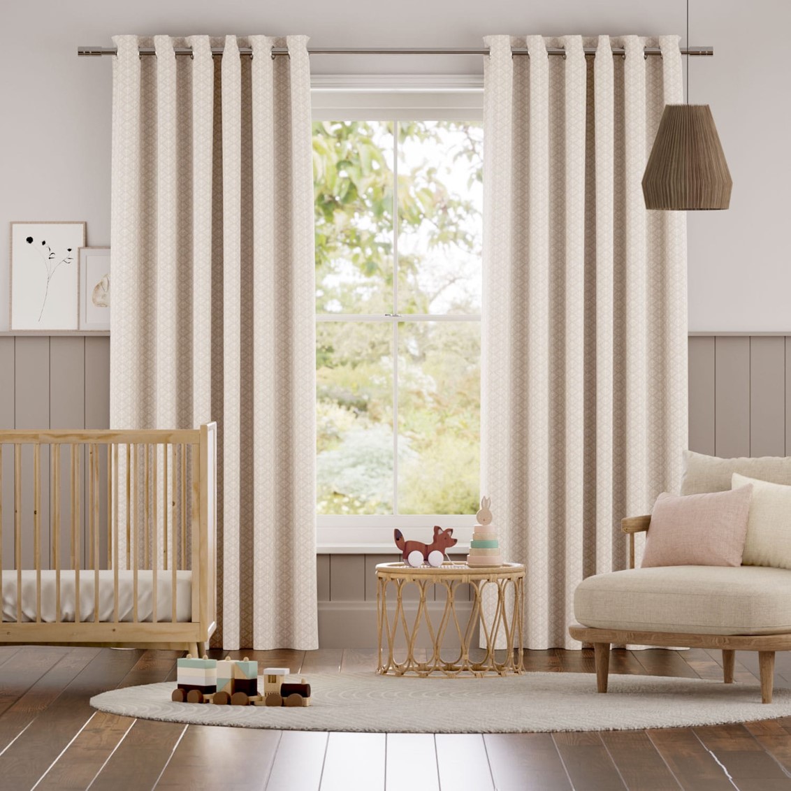 Lady Fern Almond Curtains