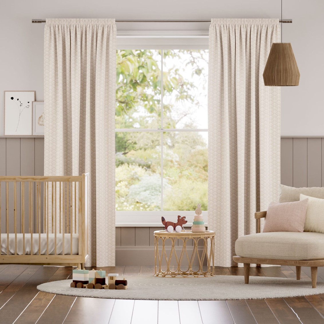 Lady Fern Almond Curtains