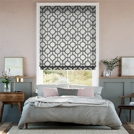 Lattice Charcoal Roman Blind