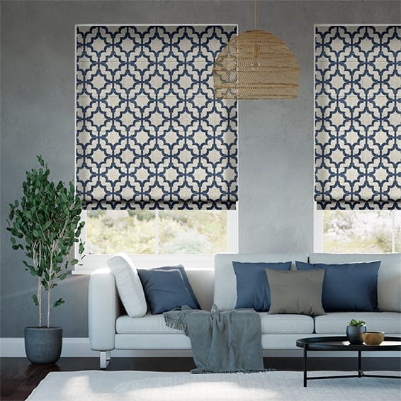 Lattice Navy Blue Roman Blind