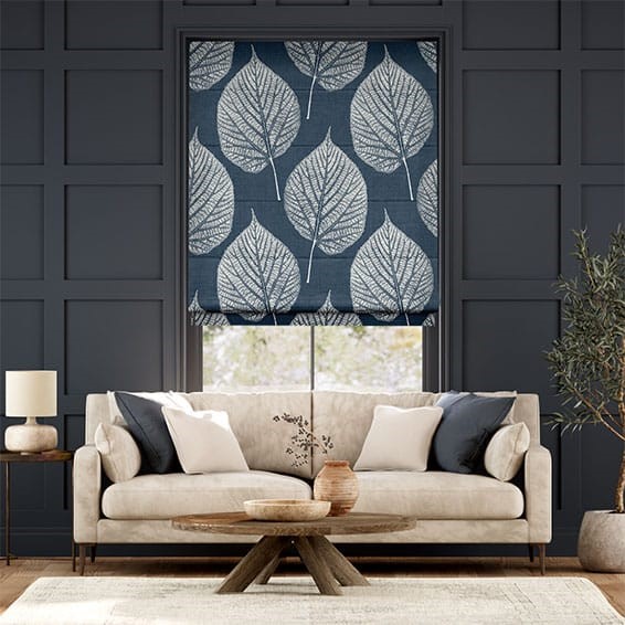 Aspen Leaf Indigo Roman Blind