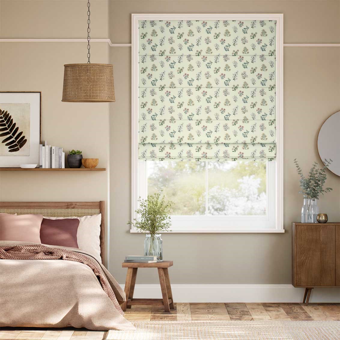 Leiden Coral Pistachio Roman Blind