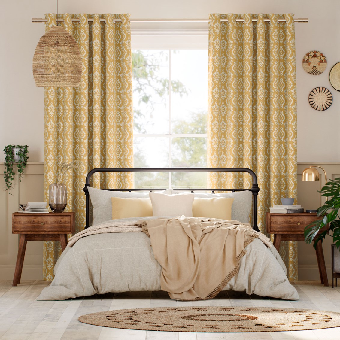 Lena Ikat Mustard Curtains