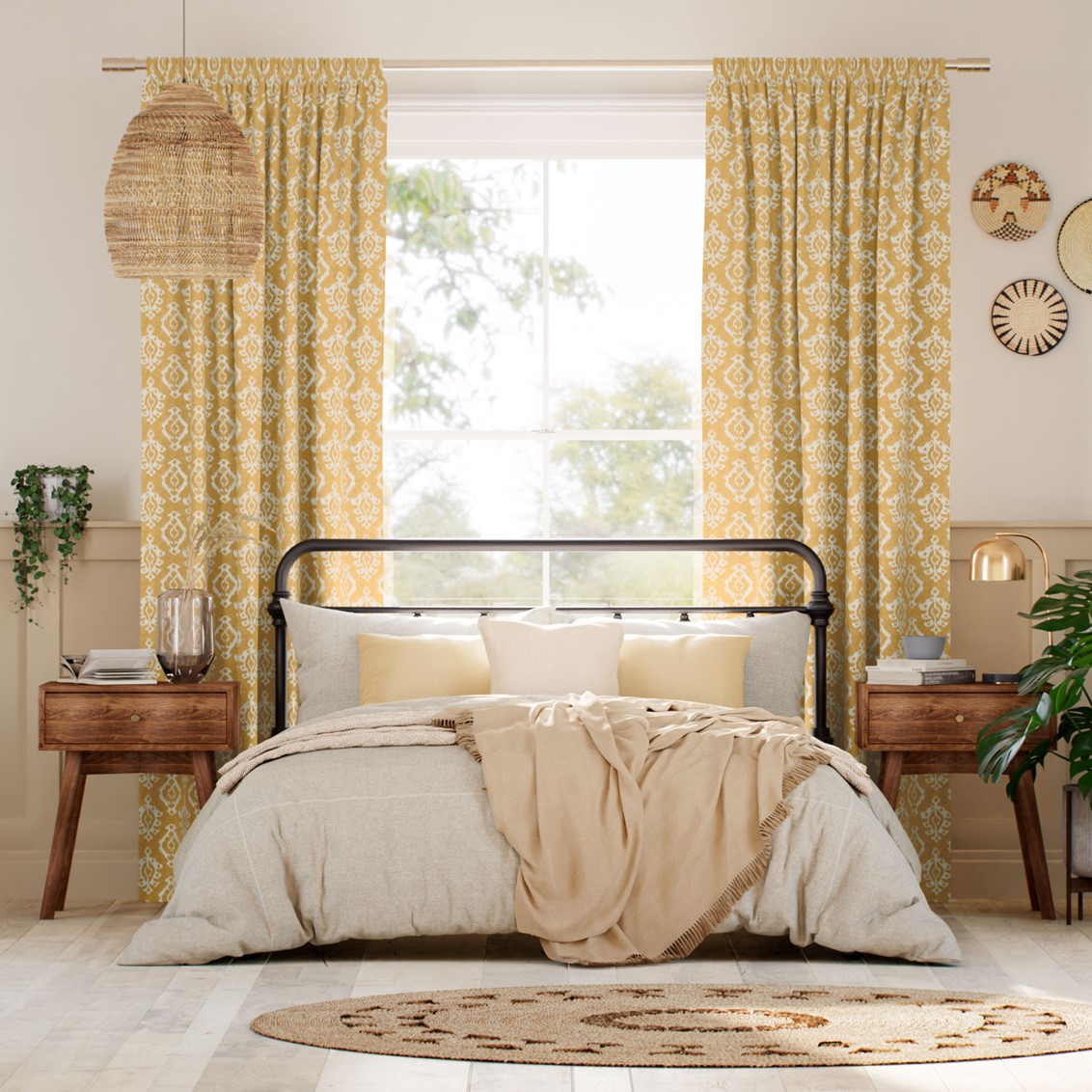 Lena Ikat Mustard Curtains