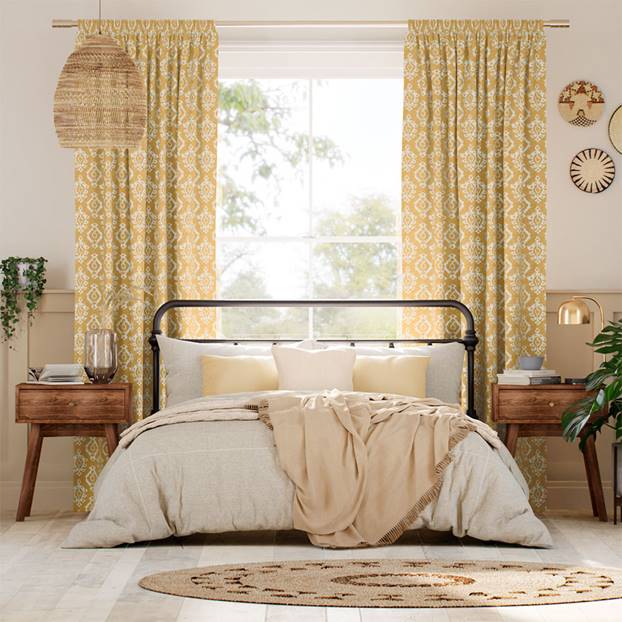 Lena Ikat Mustard Curtains thumbnail image